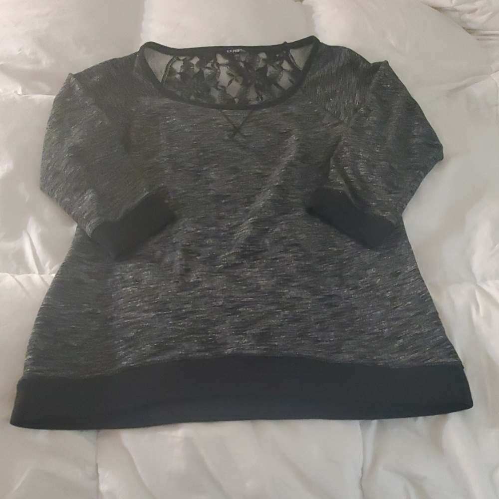 Express Marled lace back sweatshirt